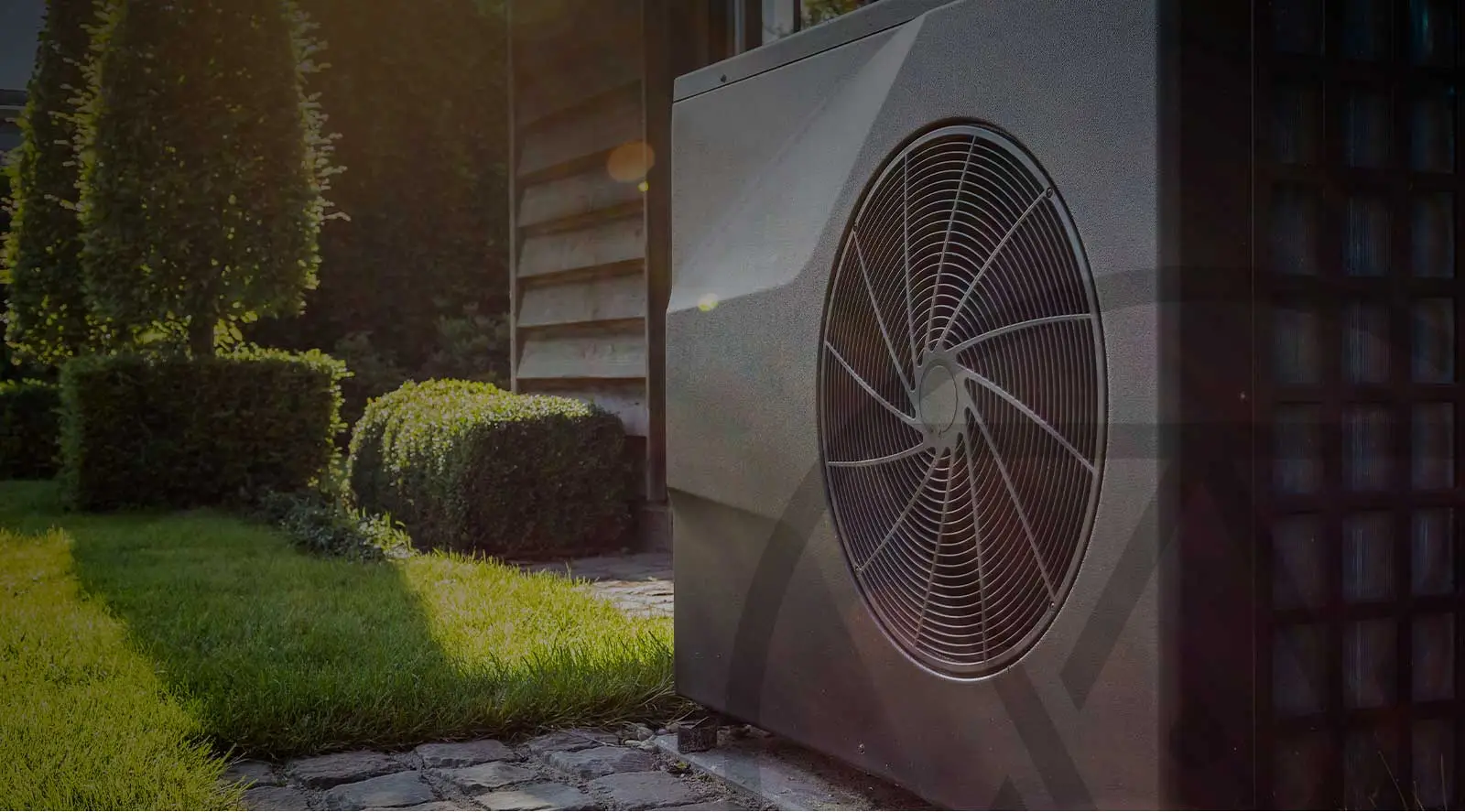 Heat Pump outside, next to the building